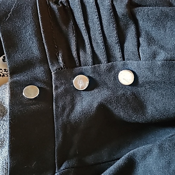 Zara High Rise Sailor Button Black Ponte Skinny Leggings Silver Buttons Size SM - Picture 6 of 8